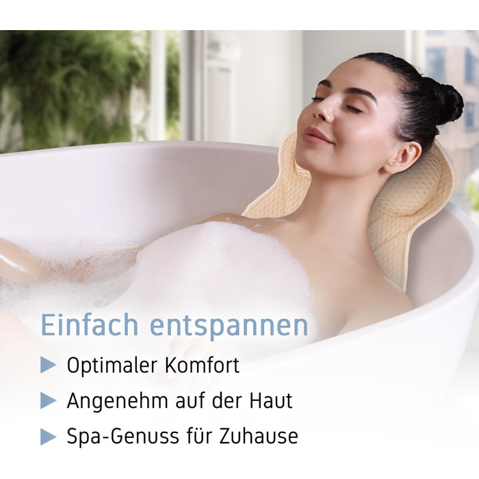 Преміум подушка для ванни з підголовником та підтримкою шиї | Ергономічна подушка для ванни з присосками | Синій (Sandy)