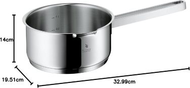 Каструля WMF Function 16 см з ручкою, без кришки, 1.4 л, Cromargan нержавіюча сталь, 4 функції проціджування, внутрішня шкала, червона