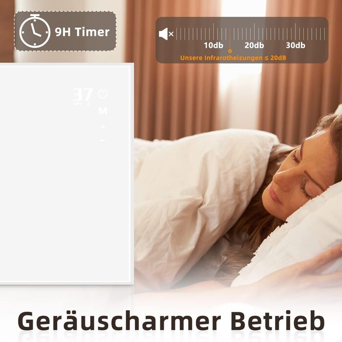 Інфрачервовий нагрівач для стін Mursche 450W з термостатом, Wi-Fi, пультом ДУ та мобільним додатком. Енергозберігаючий електричний нагрівач для дому.