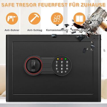 Пожежостійкий сейф 25L для дому, з цифровим замком та ключем, для грошей та документів