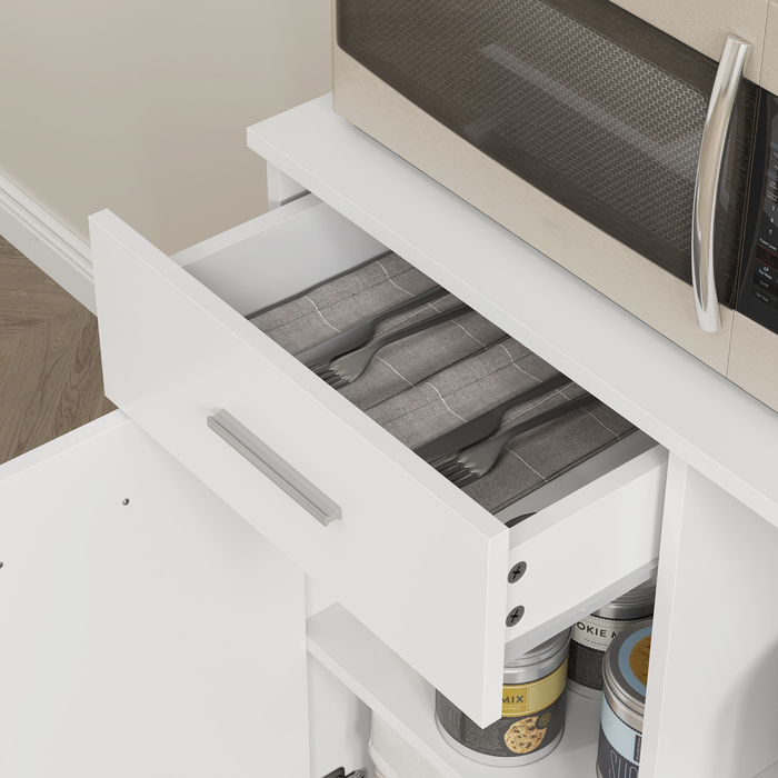 Буфет-шафа з ящиком, з плавним закриванням дверей, 80 x 35 x 180 см, білий