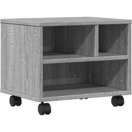 Підставка для принтера на колесах з полицями, білий ДСП, для офісу та дому (Грау Сонома)