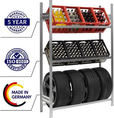 Стеляжка для ящиків та шин PROREGAL CHIEMSEE TIRE, німецька якість, 200x136x43,5 см, 3 ящики + 4 шини + 2 дошки