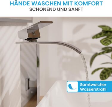 Змішувач для ванної кімнати Bächlein Tamina з водоспадом, однорідний, з довговічною керамічною картридж, комплект для монтажу, хром (висока якість)
