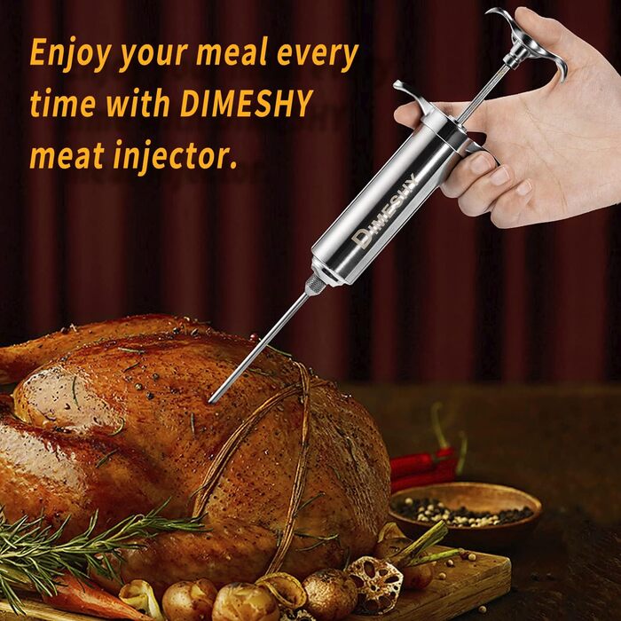 Інжектор для м'яса з нержавіючої сталі 304, Heavy Duty, комплект з голками для маринаду
