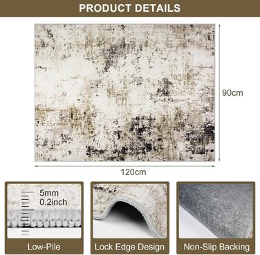 Килимок для підлоги під стілець для твердої підлоги Бохо, килимок під стіл для твердої підлоги, антиковзний килимок для офісного стільця (90x120 см, Тауп)