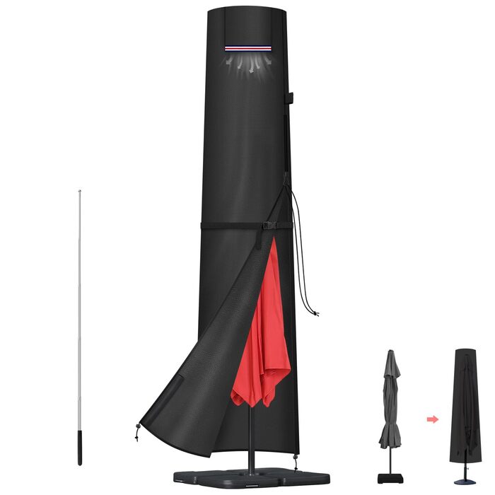 Захисний чохол для парасольки/газонного сонцезахисту LAMUNI, 250x30/50 см, водовідштовхувальний, зимовий, для сонцезахисту 3-5 м