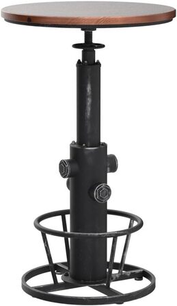 Столик барний вінтажний в індустріальному стилі, дизайн як пожежний гідрант, на 2-3 особи, регулювання висоти 98-112,8 см (срібляний)