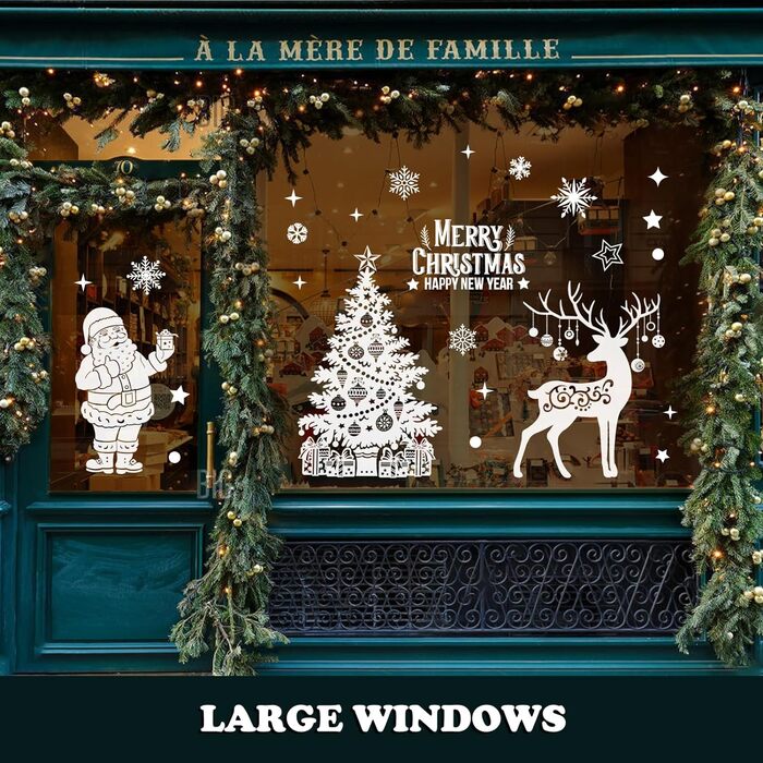 Різдвяні наклейки на вікна AFXXE 104 шт великі білі