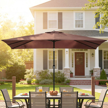 Сонячний парасоль 300 x 200 см з регульованим нахилом, балконний парасоль з ручним механізмом та захисним чохлом, колір - коричневий