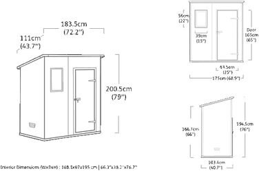 Сарай садовий Keter Manor Pent 6x4, пластиковий, бежевий, 183.5x111x200.5 см, для вулиці, вологостійкий