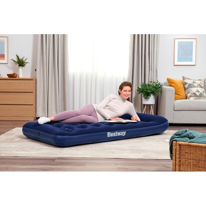 Односпальне надувне ліжко Bestway з вбудованим ножним насосом 188 x 99 x 28 см
