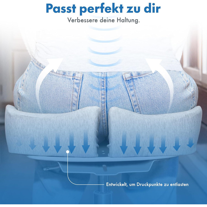 Ортопедична подушка для сидіння Kalmise | Подушка для офісного крісла з Memory Foam | Подушка для куприка для офісу, дому, авто або інвалідного візка