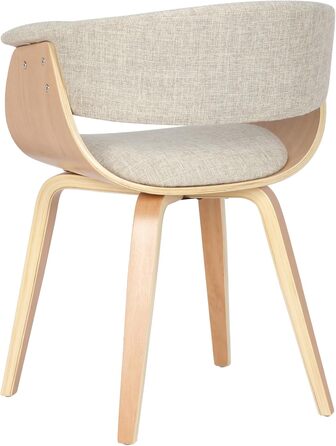 Стільці для їдальні CLP Bruce з тканинним покриттям, дерев'яним каркасом, чорного кольору для їдальні або кухні | Крісло витримує до 150 кг, колір: каркас - горіх (дерево (натуральне), кремовий)