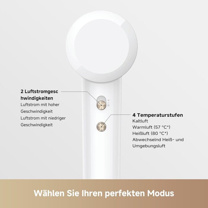 Високошвидкісний фен для волосся MOVA Turbo, 110 000 об/хв, 65 м/с, з іонізацією (200 млн негативних іонів), 8 режимів роботи, компактний та легкий (330 г)