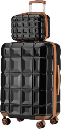 Набір валіз KONO 2 в 1: велика валіза 72 см + косметичка (білий, чорний/коричневий)