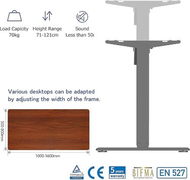 Стол робочий електричний регульований FLEXISPOT EF1 140x80 см - Магогоний, сірий каркас, пам'ять, швидка збірка