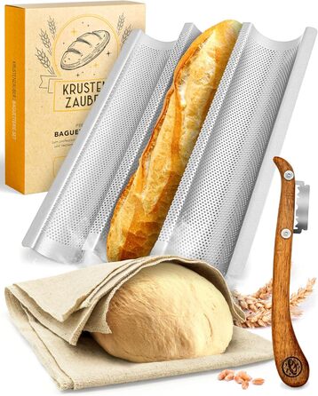 Форма для випікання хліба з кришкою та кошиком для підйому тіста - Robuste 28см форма з чавуну - ідеальна для випікання хліба, тостів, багетів. Аксесуари для випікання, броттоп (3 форми для багетів)