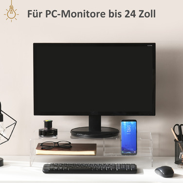 Підставка для монітора HOMCOM Screen Riser з відсіком для зберігання моніторів до 24 дюймів, ПК та ноутбука до 5 кг, акрил 50.8x19x12см