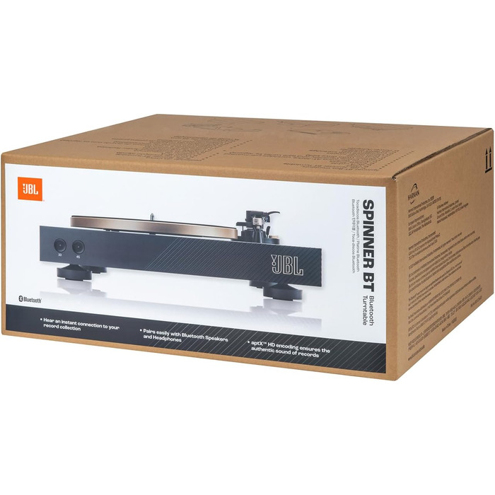 Програвач вінілу JBL Spinner BT з Bluetooth та aptX HD, чорний/золотий – високоякісний вініловий програвач