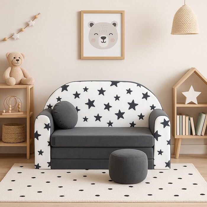 Дитяче крісло-софа 3в1 з функцією ліжка для дівчаток та хлопчиків, крісло-мішок, трансформер для дитячої кімнати (AC1)