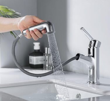 Змішувач для ванної кімнати ONECE з висувною лійкою та душем, хром, 2 режими струменя