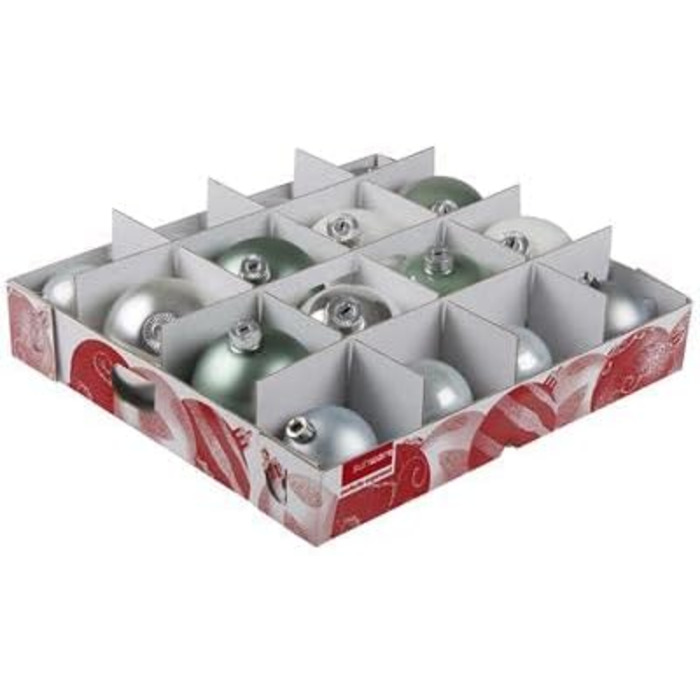 Ялинкова коробка SUNWARE Nesta 45 л з лотками для 64 ялинкових прикрас (діаметр 70-80 мм) - прозора/срібна