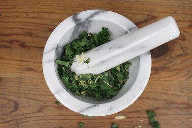 Мраморний ступка та товкачок RSVP International, 170 мл - для спецій, трав, пігулок, преміум якість, білий колір