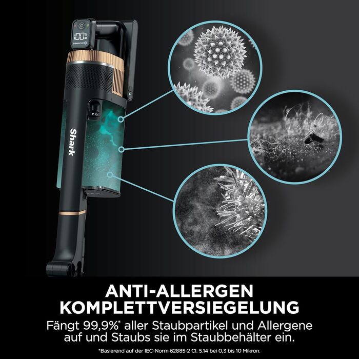 Пилосос акумуляторний Shark Stratos IZ400EUTBK безмішковий, для шерсті тварин, алергіків, килимів та твердих підлог, з автонабором та гнучкою трубою, сіро-рожевозолотий