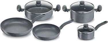 Набір посуду Lagostina Antea 8 предметів: каструлі та сковорідки, алюміній, сірий