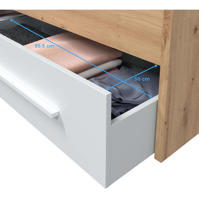 Ліжко дитяче Habitdesign Noa з 2 шухлядами, білий та дуб Nodi, 97x77x196 см (без ламелей)