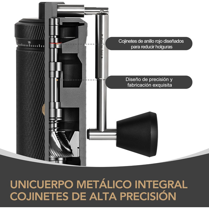 Ручна кавомолка TIMEMORE Chestnut з нержавіючої сталі, шліф Kegelschliff S2C, для еспресо та френч-пресу, чорна