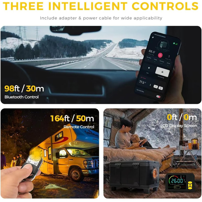 Дизельна автономка 8kW для вантажівок, фургонів, кемперів з Wi-Fi та адаптером, 12/24V/240V, автоматичний старт/стоп, вентиляція, чорна