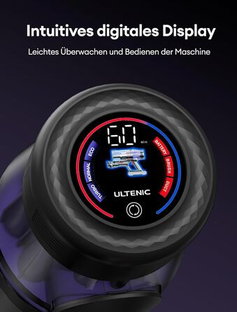 Бездротовий акумуляторний пилосос Ultenic U16 Flex: 550W, 50000Pa, 60 хв роботи, сенсорний екран, труба-кліпса, док-станція, антизаплутування для твердих поверхонь, килимів та шерсті тварин