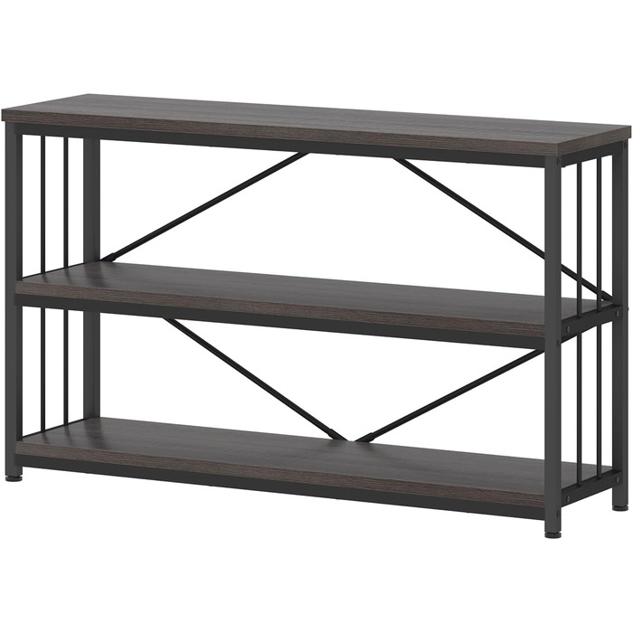 Низька полиця для книг IBF з 3 ящиками, індустріальний стиль, 120x34x74 см, темний дуб