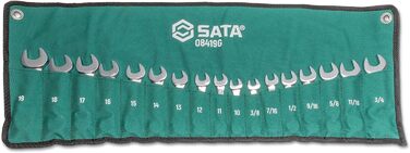 Набір гайкових ключів SATA на 17 предметів на 12 головок SAE 3/8'-3/4' та метричні 10-19 мм Кутове завантаження ST08419G