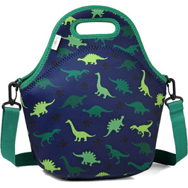 Дитяча сумка для обіду, мила неопренова ізольована сумка для обіду для хлопчиків та дівчат до школи, дитячий садок, дитячий садок, обід, тоталізатор для кошенят (зелений динозавр-2)