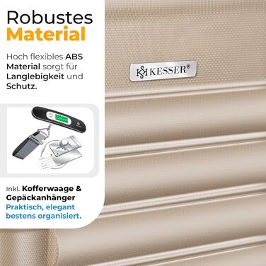 Валіза KESSER® з жорстким корпусом, вагова шалька та багажний жетон | Роликова валіза з кодовим замком, телескопічна ручка (шампань, 75 см – 120 л)