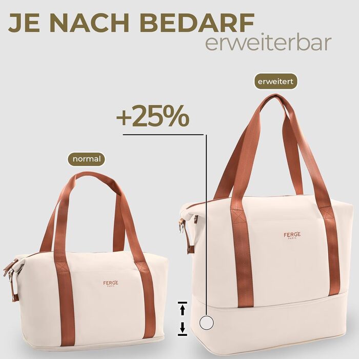 Набір валіз FERGÉ Milano 5-в-1: велика, середня, маленька + сумка + органайзер - бежево-коричневий