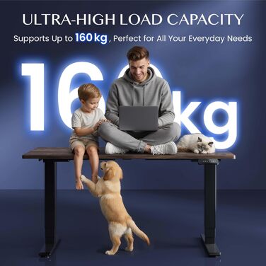 Стол робочий регульований по висоті FLEXISPOT E6, електричний, чорний, 160 кг, USB, пам'ять, LED-дисплей