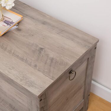 HOOBRO Скам'янка з ящиком, скриня для іграшок з кришкою, банкетка для взуття, скам'янка, ящик для зберігання, міцна, безпечні петлі, спальня, вітальня, 76 см, білий, 100 x 40 x 48 см, сірий