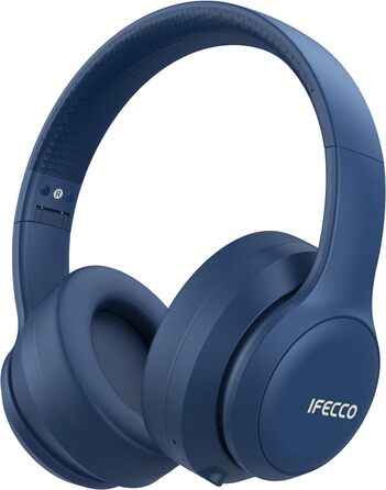 Накладні навушники IFECCO Bluetooth - бездротові, мікрофонні, складні, HiFi стерео (прусський синій)