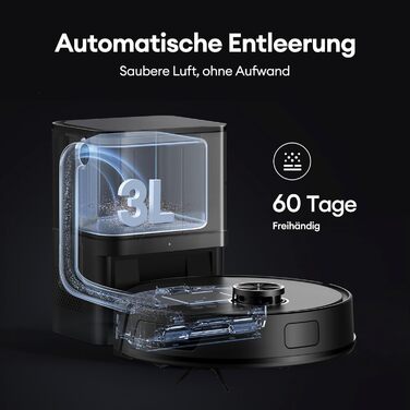 Робот-пилосос Ultenic T10 Lite з функцією миття, LiDAR-навігація, 5000Pa потужність всмоктування, 180 хвилин роботи, для шерсті тварин, килимів та твердих підлог