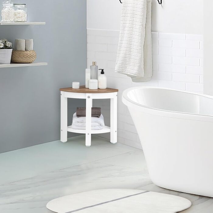 Крісло для ванної кімнати RELAX4LIFE з ручками та полицею, до 150 кг, коричнево-біле (Модель 1)