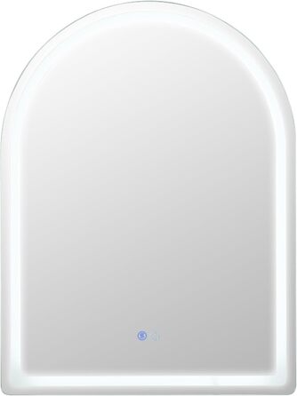 Дзеркало для ванної кімнати RELAX4LIFE з підсвіткою, настінне, напівкругле, 80 x 60 см, LED, сенсорне керування, функція пам'яті, запобігання запотіванню, без рами, 3 кольори світла, регулювання яскравості