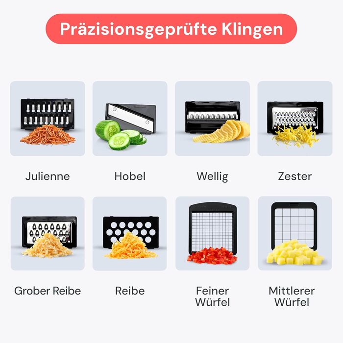 Многофункціональний овочевий слайсер-терка Mandoline 10-в-1 (білий) - для овочів, фруктів, сиру, цибулі, картоплі, огірків, жульєни