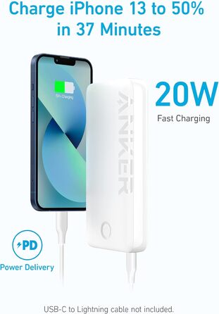 Вт, USB-C, сумісний з iPhone, Galaxy, iPad, AirPods, Apple Watch (білий), 335 Power Bank, 20