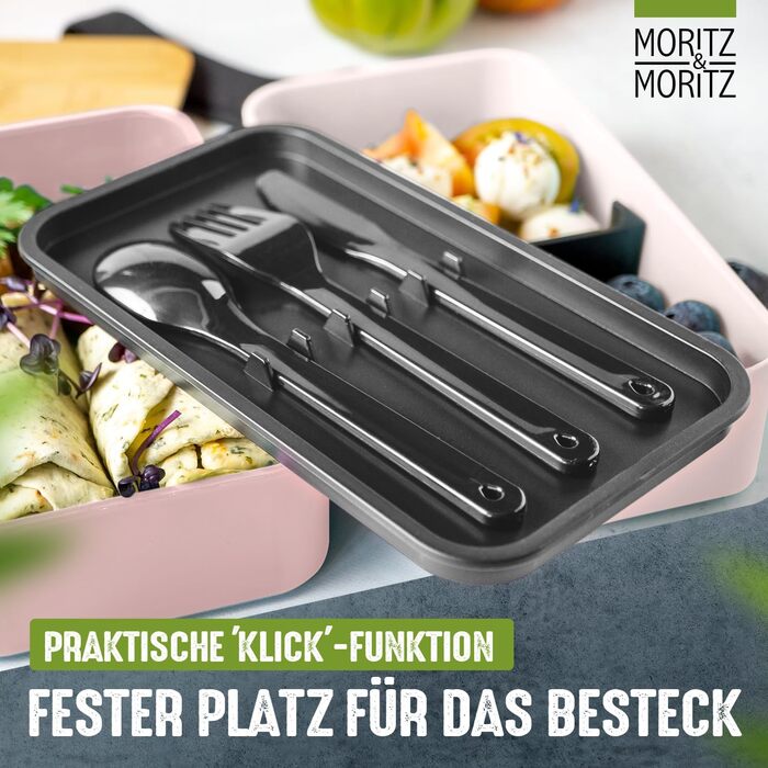 Набір Bento Box Moritz & Moritz (3 шт.) - Японський ланч-бокс для дорослих та дітей - 2 шт. рожевого кольору