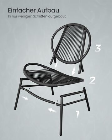 Набір садових меблів SONGMICS з поліротану для балкона та тераси: стіл та 2 крісла (чорний)