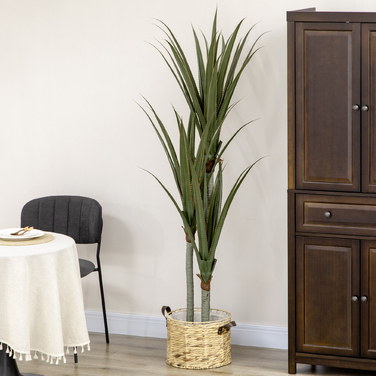 Штучна Юка велика 190 см, Декоративна рослина, Пластикова рослина у горщику, 17 x 17 x 190 см, Смарагдово-зелена